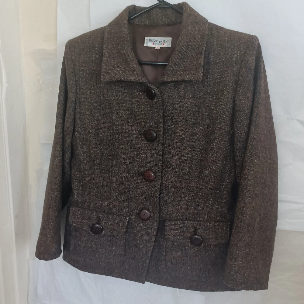 ♥️Saint Laurent rive gauche wool blend vintage blazer size 46 - Picture 4 of 13